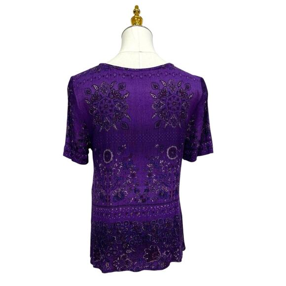 VINTAGE Carole Little Purple Crinkled Rayon Paisley Skirt & Top Set size 10P - Picture 6 of 14